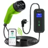 Carregador móvel para carro elétrico Qoltec ajustável 2em1 Type2 | 3,5kW | 230V | Wi-Fi | LCD | portátil | wallbox | 5m