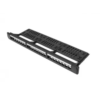 Patch panel 1U LANBERG PPKS-1124-B, 24 portas, 1U, ABS, preto, 482,6×44,5×154 mm