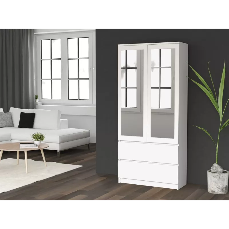 Topeshop SS-90 BIEL LUSTRO Roupeiro/armário de quarto 5 prateleiras 2 porta(s) branco