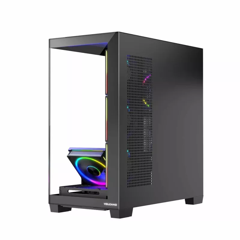 Caixa de PC MODECOM Volcano Stellar 5F ATX Midi Tower, vidro temperado, 5 ventoinhas pré-instaladas, USB‑C, suporta microATX/ATX, GPU máx. 420 mm, altura do cooler da CPU 175 mm