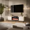 Móvel de TV cama meble LUCCA 180x40x59 cm, tampo cashmere, lareira preta