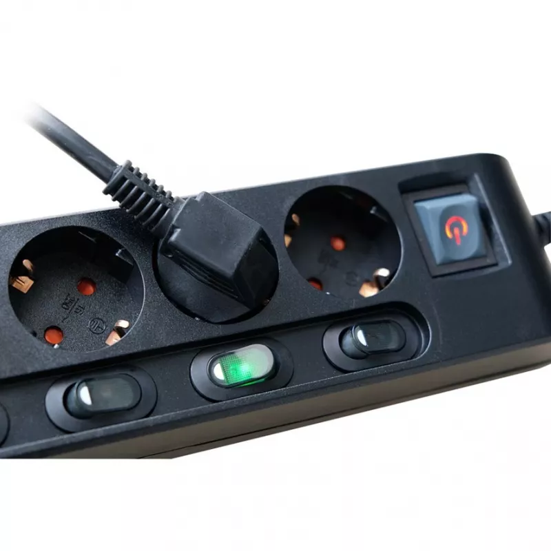 Brennenstuhl régua de tomadas com interruptor individual 6 tomadas – 6 dispositivos diferentes com comutação individual, cabo de 2 m, preto