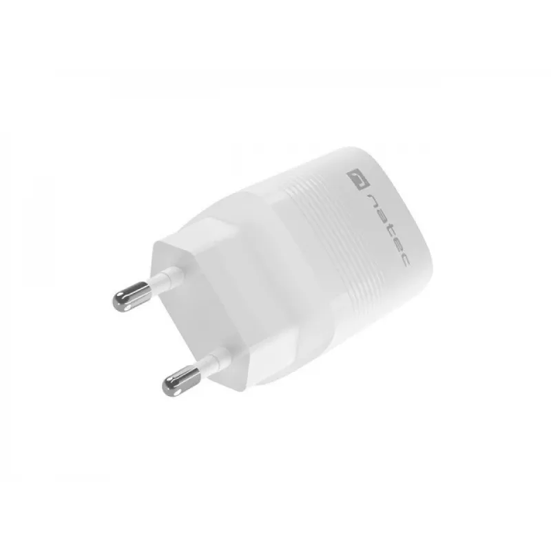 Carregador com fio para dispositivos móveis NATEC NUC-2140, 30W, USB-C PD 3.0 + USB-A, Samsung AFC, branco