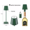 Beper P201UTP115 candeeiro de mesa LED recarregável, 1,5 W, interruptor tátil, regulável, adaptador para garrafa de 33 mm, resistente à água, verde