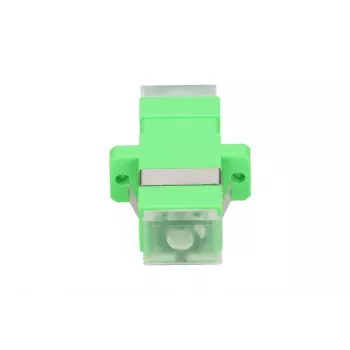 Adaptador de fibra ótica Extralink SC/APC monomodo simplex com tampas antipoeira transparentes, verde