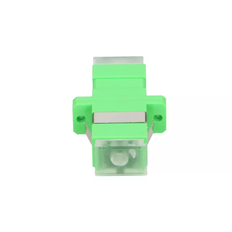 Adaptador de fibra ótica Extralink SC/APC monomodo simplex com tampas antipoeira transparentes, verde