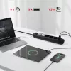 Extensão elétrica MACLEAN MCE395 B — 5 tomadas, 3×USB, 110–240V AC, 2,1A USB, 2500W, cabo de 1,5 m, preto