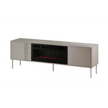 Móvel de TV com lareira Cama Meble TRESSE 180x40x54,5 cm — moldura preta, tampo em cashmere mate