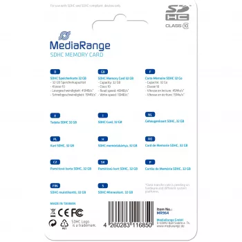 MediaRange - Cartão de memória - 32GB - Classe 10 - SDHC - Azul (MR964)