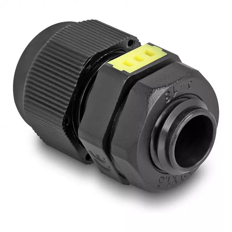 Prensa-cabo M12 DELOCK com ventilação IP68, plástico, preto, 2 unid.