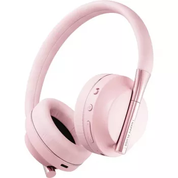 Headset Happy Plugs PLAY com fios e sem fios arco de cabeça USB Type-C Bluetooth rosa-ouro