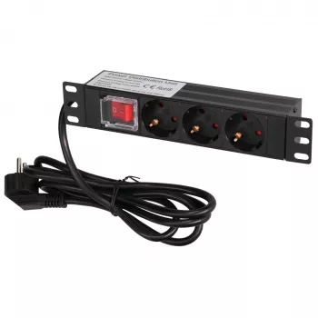Extralink 10 1U 3 tomadas EU Type PDU de alimentação com interruptor PDU 3-EU