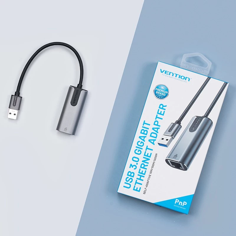 Vention adaptador USB 3.0-A para Gigabit Ethernet cinzento 0,15 m liga de alumínio tipo