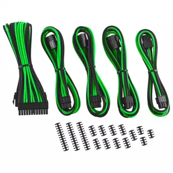 Conjunto de extensão de cabos CableMod CM-CAB-CKIT-N86KKLG-R — extensões de alimentação 8+6 pinos, preto/verde