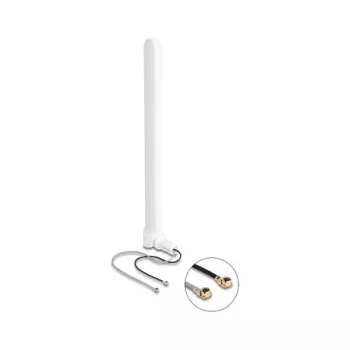 Antena dupla DELOCK WiFi 6 com 2 fichas I-PEX MHF I — antena de rede omnidirecional