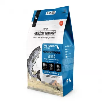 WIEJSKA ZAGRODA Monoprotein Salmon S/M - ração seca para cães - 6kg