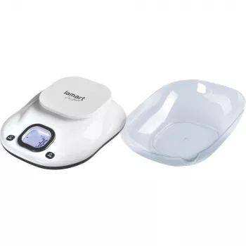 Balança de cozinha LAMART LT7073 — controlo tátil, LCD grande, taça removível, seleção de unidades (g/ml/lb:oz), pilha AAA