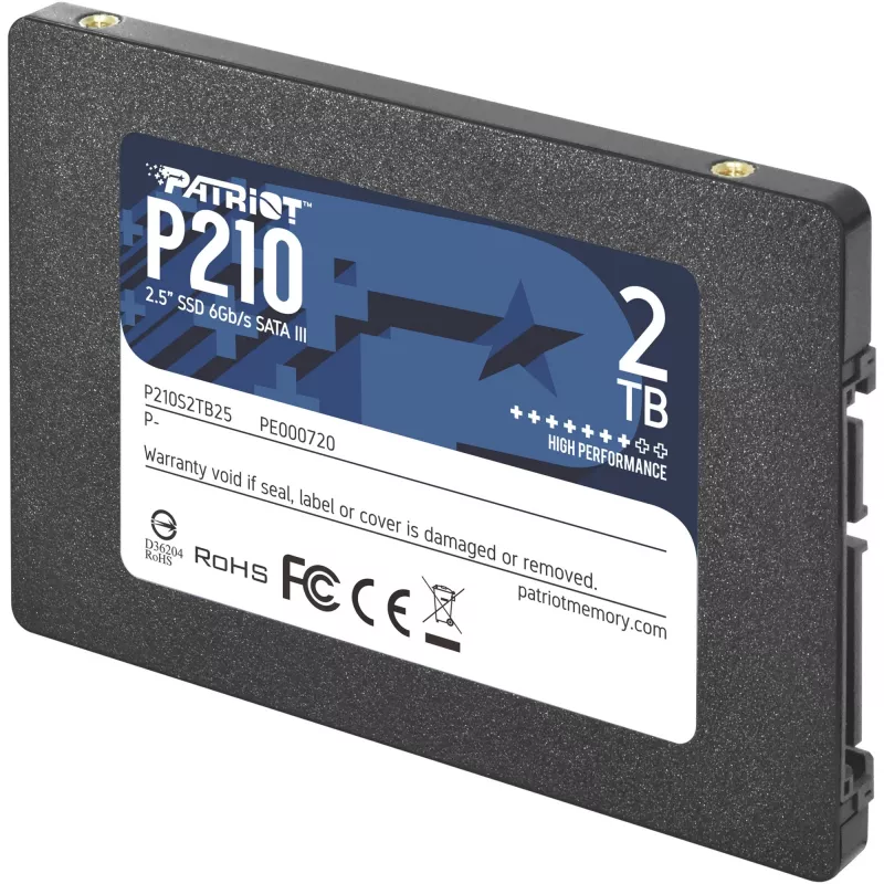 SSD SATA III 2,5 inch PATRIOT P210 2 TB — 500 MB/s de leitura, 400 MB/s de escrita, 7 mm