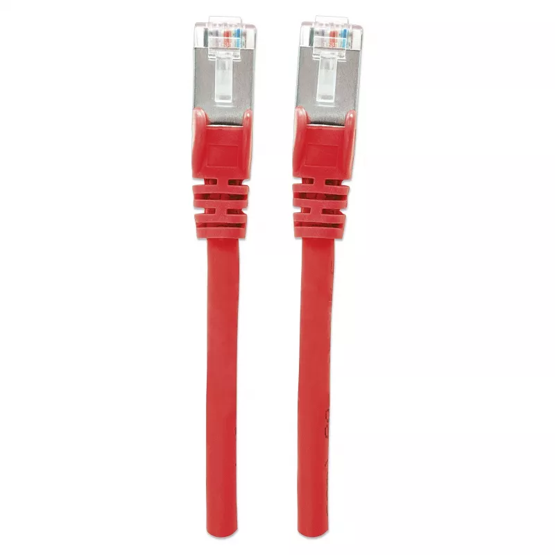 Cabo de rede patch Intellinet, Cat6, 0,5 m, vermelho, cobre, S/FTP, LSOH / LSZH, PVC, RJ45, contactos banhados a ouro, bainha de proteção contra dobras, com bainha, garantia vitalícia
