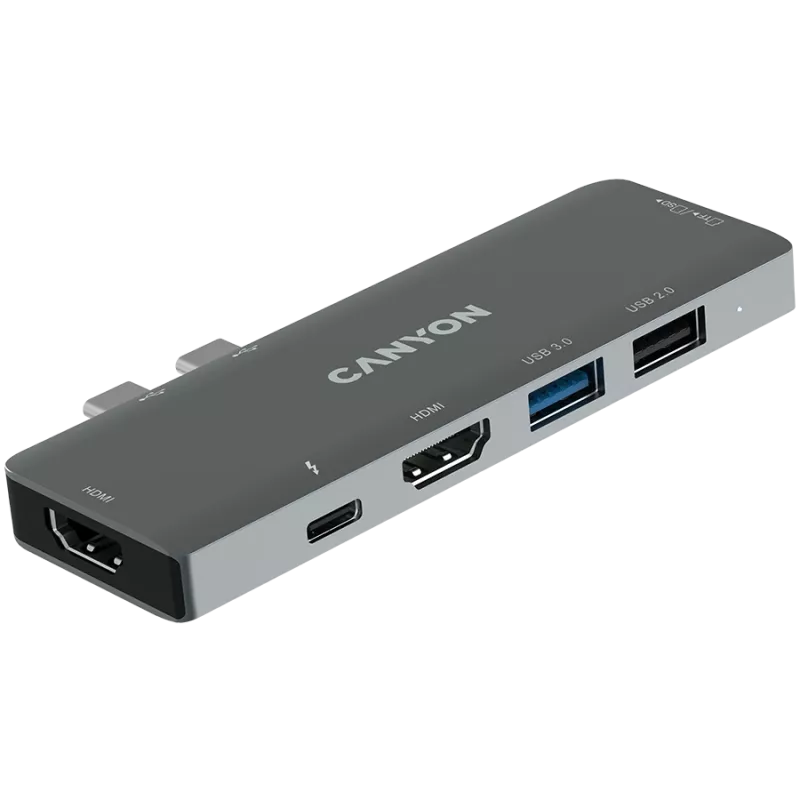 Leitor de cartões SD Canyon DS-5 USB 2.0 Type-C cinzento 60 Hz