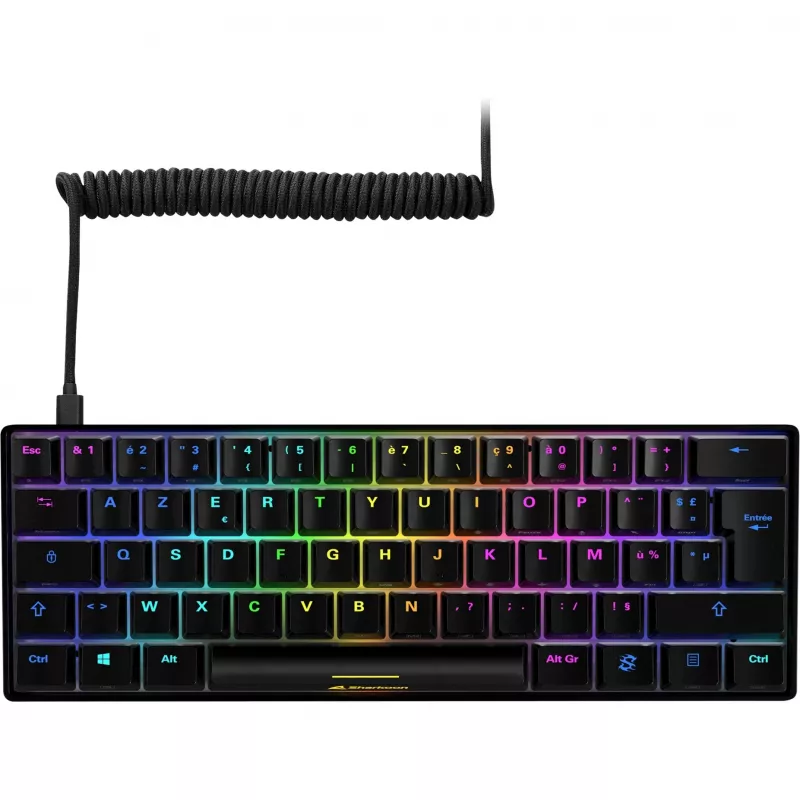 Sharkoon SGK50 S4 Teclado Gaming USB AZERTY francês preto 60% RGB LED