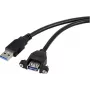 Renkforce Cabo USB USB 3.0 ficha USB-A, conector fêmea USB-A 1,00 m preto para instalação, bloqueio aparafusado RF-5720388 (RF-5720388)