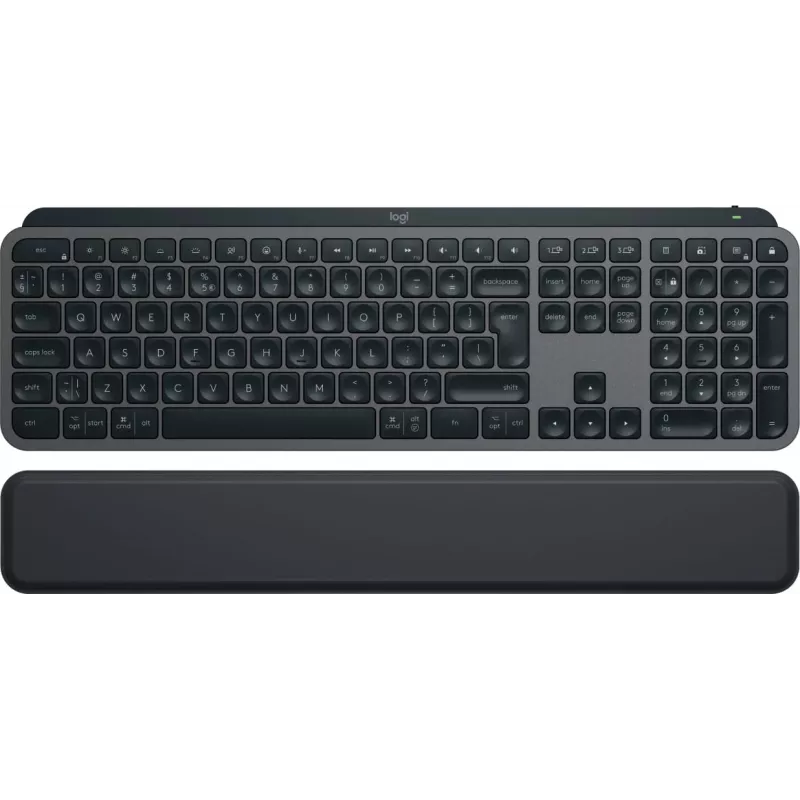 Logitech MX Keys S 920-011589 teclado sem fios de tamanho completo, Bluetooth LE / Logi Bolt, retroiluminado, recarregável por USB-C, QWERTY US International, com apoio de pulsos, grafite