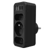 Power Splitter MACLEAN MCE248 F/B — 3 tomadas AC (1x16A, 2x6A) e 4 portas USB (2xUSB‑A, 2xUSB‑C PD 20W), ficha EU, preto