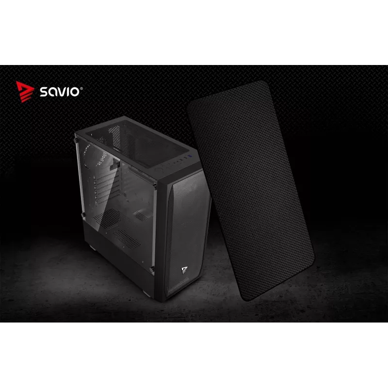 Caixa de PC SAVIO Noctis Flow — Cube Mini-ITX/Micro-ATX/ATX, 3x120 mm à frente, 1x120 mm atrás, 2x3,5 polegadas + 3x2,5 polegadas baías, vidro temperado