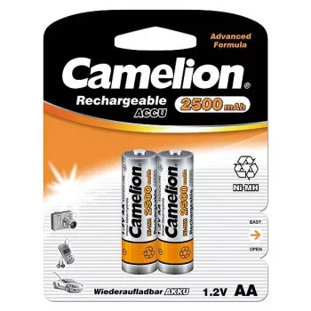 Pilhas recarregáveis Ni‑MH AA/HR6 CAMELION 2500 mAh, 2 unidades
