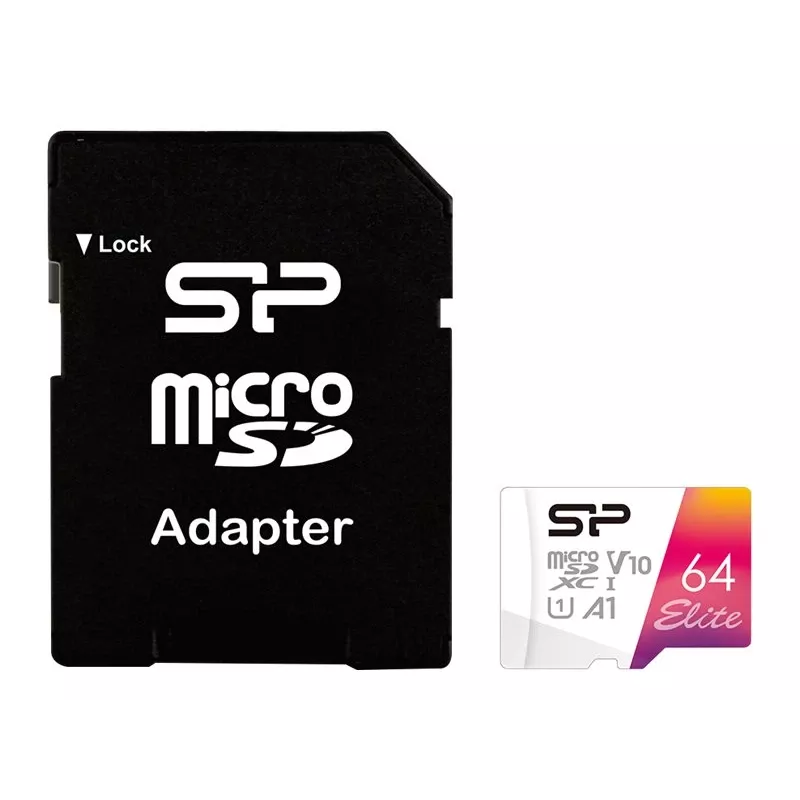 Silicon Power Elite microSDXC 64GB UHS-I Class 10 V10 Cartão de memória com adaptador (SP064GBSTXBV1V20SP)