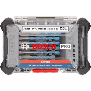 Conjunto de brocas e bits de impacto Bosch PRO 35 peças 2608522518 — brocas e bits de aparafusar sortidos para metal, madeira e alvenaria