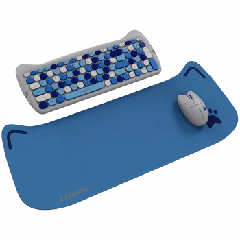 Conjunto de teclado e rato sem fios CANYON HSET-W6 Kitty Edition AAA AA azul