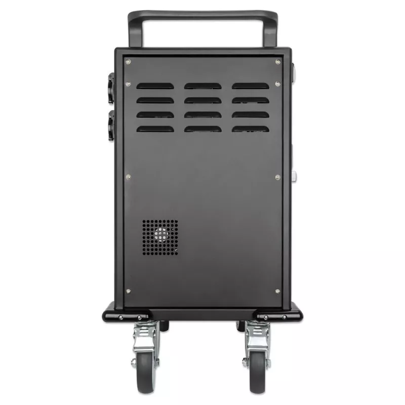 Carrinho de carregamento/trolley Manhattan 32 vias via USB-C para iPad até 13 polegadas, MacBook Air até 13 polegadas e Chromebook até 14 polegadas, também outros tablets/smartphones (com cabo dispositivo-para-USB-C), compartimentos 330x22x235 mm, cabo de carregamento do dispositivo não incluído (recomendado cabo USB-C 35