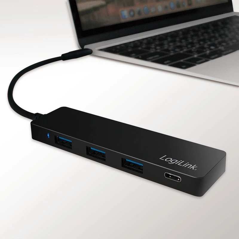 LogiLink UA0311 USB-C 3.2 Gen 2 Hub multiporta 4 Portas Preto