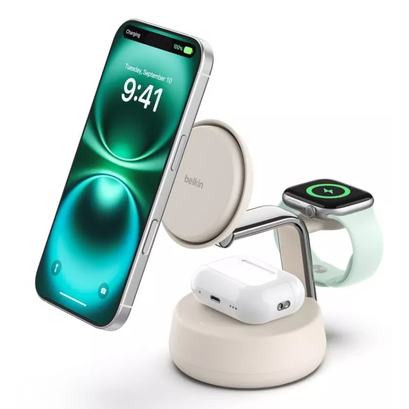 Carregador USB sem fios Belkin Qi2 WIZ040KQSD — 25 W, alimentação USB, cabo de 1,5 m, branco, para smartphone smartwatch auscultadores monitor de atividade