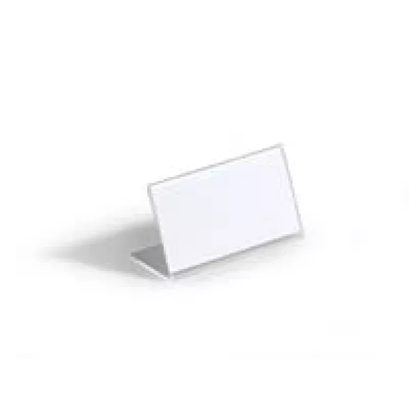 Durable 8055-19 Suporte de nome de mesa, forma em L, 52 x 100 mm, acrílico, transparente, embalagem de 10