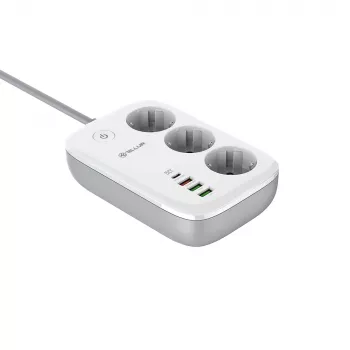 Régua de tomadas Tellur TLL331521 régua de tomadas inteligente WiFi com 3 tomadas, PD 30W, QC 18W