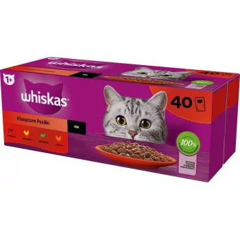 WHISKAS Classic Meals Mix – alimento húmido para gatos – 40x85g