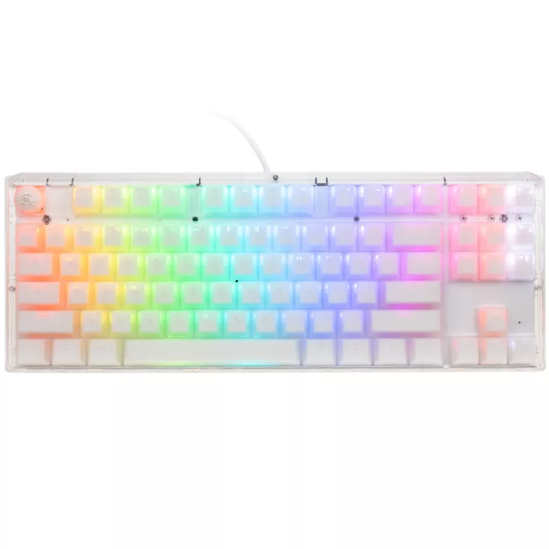 Teclado gaming Ducky One 3 Aura White TKL RGB LED - Kailh Jellyfish Y US - Teclado gaming branco em formato TKL - Layout de teclas US - Hot-swap