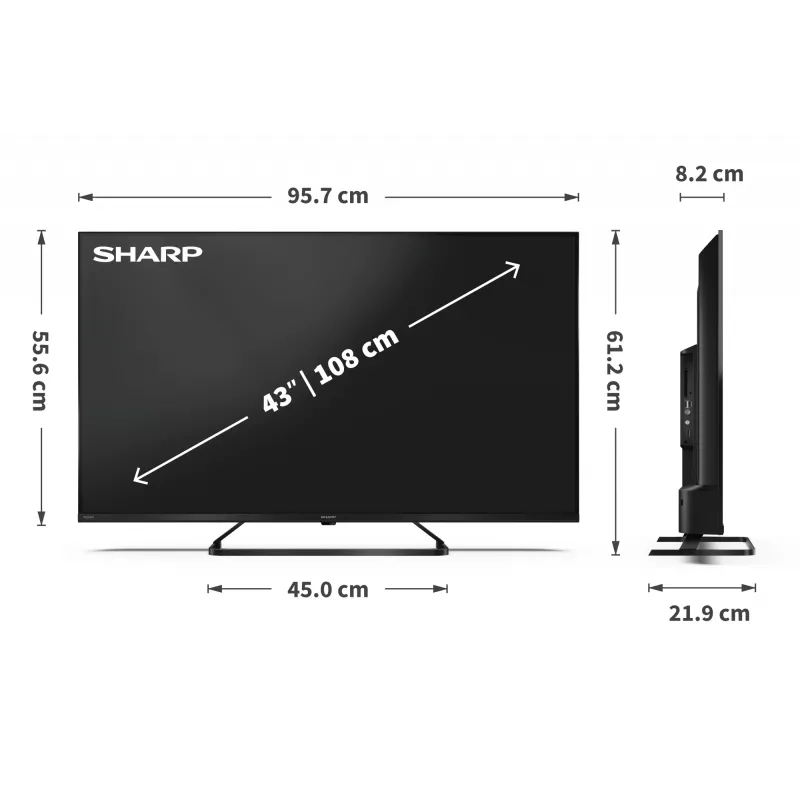 Sharp 43HP6265E TV Google UHD preto