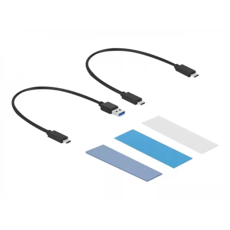 Caixa externa USB Type-C combo DeLOCK para SSD M.2 NVMe PCIe ou SATA - Caixa de armazenamento - M.2 - Cartão M.2 NVMe / SATA 10Gb/s - USB 3,2 (Gen 2) (4263
