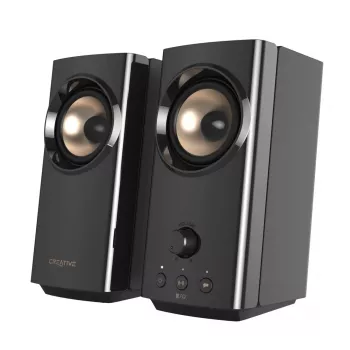 CREATIVE T60 2.0 Altifalantes compactos Hi-Fi para secretária com diálogo claro e surround através do Sound Blaster SmartComms Kit, áudio USB-C, entradas para microfone e headset B