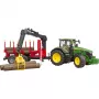 BRUDER John Deere 7R 350 com atrelado florestal e 4 troncos de árvore