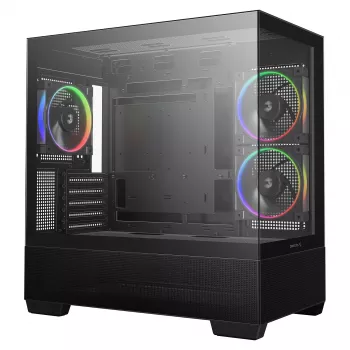 Caixa PC Midi Tower DeepCool CG380 3F – preto, 235×437×451 mm, suporta 2x120 mm ventoinhas laterais + 1x120 mm traseira, fonte de alimentação em baixo, HDD 2,5 polegadas/3,5 polegadas