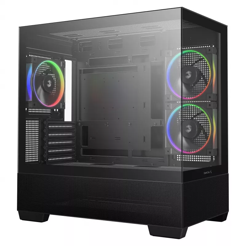 Caixa PC Midi Tower DeepCool CG380 3F – preto, 235×437×451 mm, suporta 2x120 mm ventoinhas laterais + 1x120 mm traseira, fonte de alimentação em baixo, HDD 2,5 polegadas/3,5 polegadas