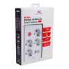 Extensão elétrica MACLEAN MCE392 W — 4 tomadas F, 3×USB A, 110–240 V, 2,1 A máx, 2500 W, cabo de 1,5 m, branco