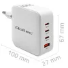 Carregador QOLTEC 51828 140W GaN 3×USB‑C PD + 1×USB‑A QC 3.0 – carregador rápido multiporta