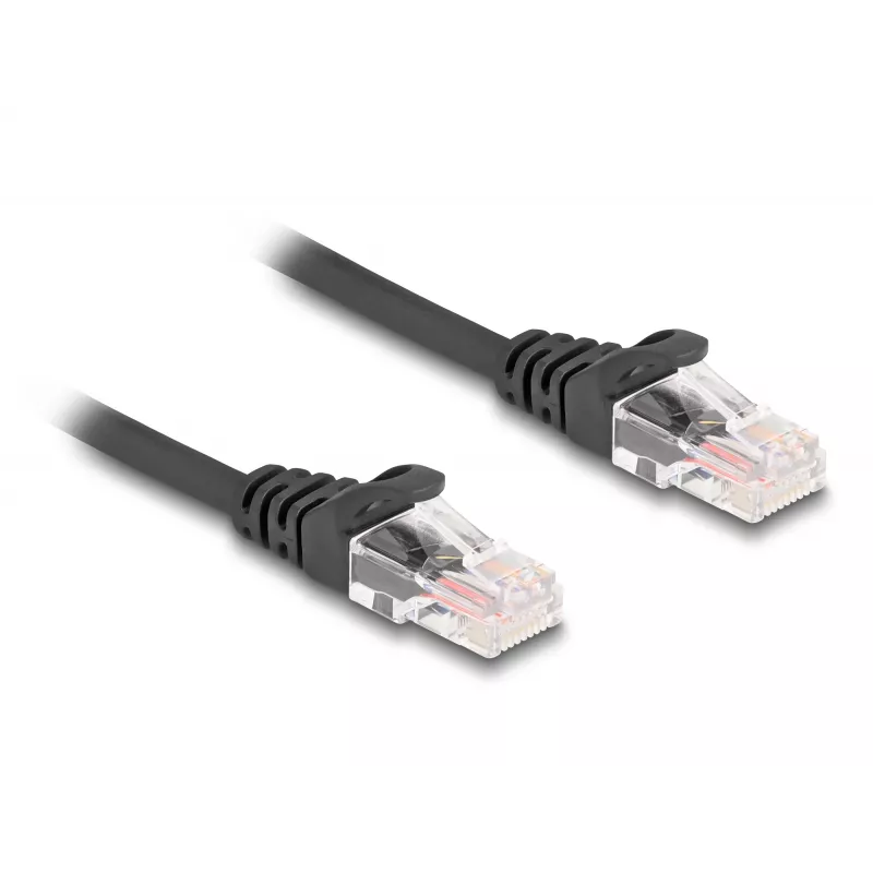 Cabo espiral RJ45 DeLOCK, macho – macho, Cat.5e, 2 m, preto