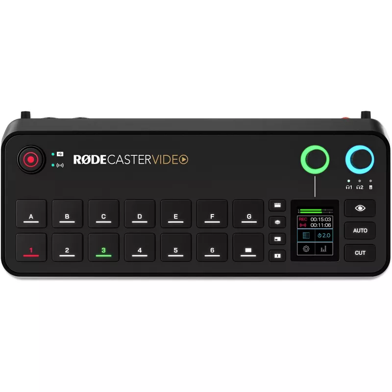Rode RØDECaster Video consola de produção de vídeo e áudio, até 6 fontes de vídeo, dois pré-amplificadores, dois recetores sem fios internos